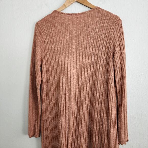 NEW Everly Brown Ribbed Waterfall Open Longline Duster Cardigan - Picture 10 of 10